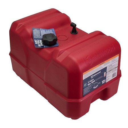 Attwood Portable Fuel Tank, Polyethylene, 12 gal, Without Gauge, EPA/CARB Compliant, Red, Gasoline 8812LP2